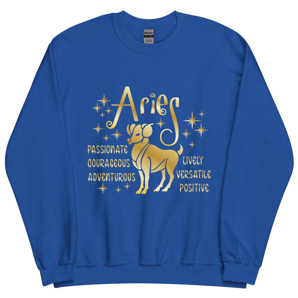 Aries Zodiac Positive Traits Sweatshirt - Royal Color - https://ascensionemporium.net