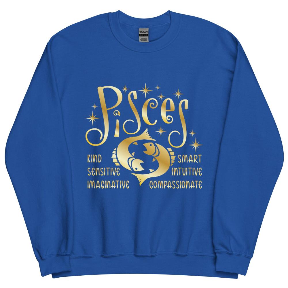 Pisces Zodiac Positive Traits Sweatshirt - Royal Color - https://ascensionemporium.net