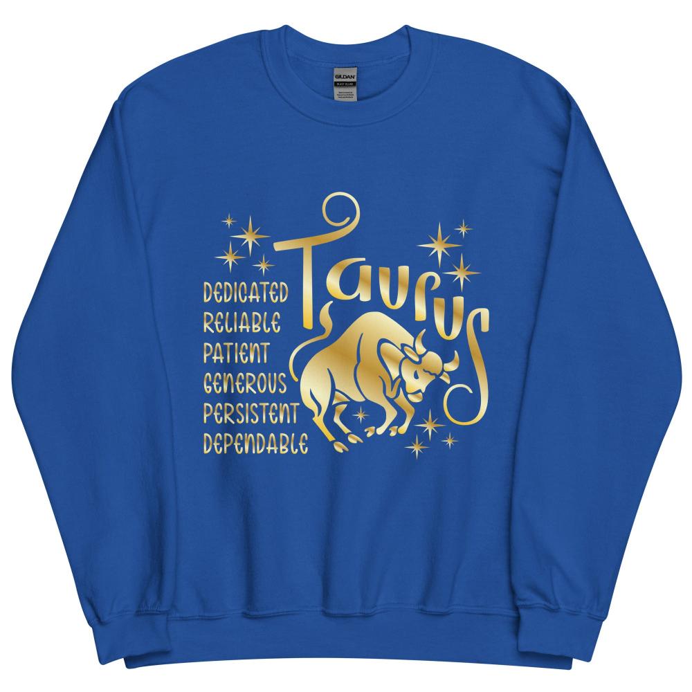 Taurus Zodiac Positive Traits Sweatshirt - Royal Color - https://ascensionemporium.net