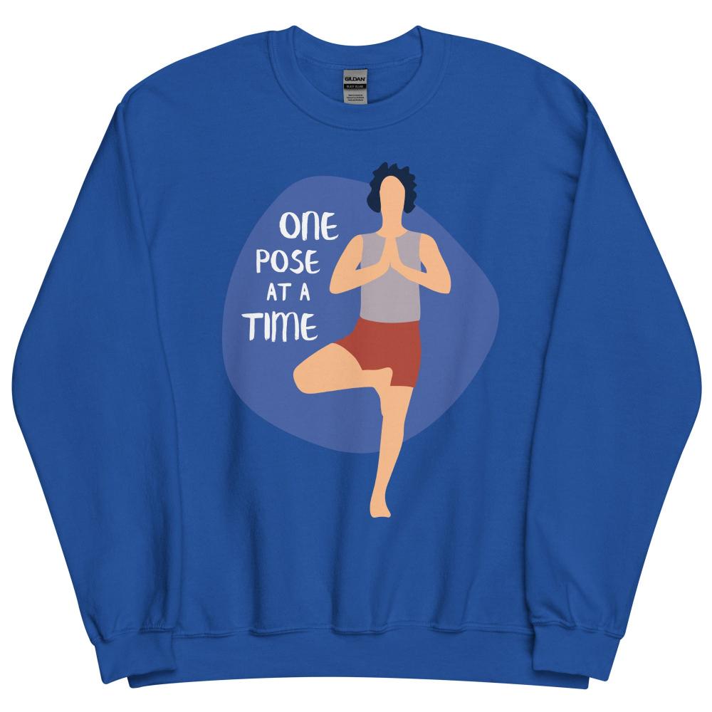 One Pose At A Time Yoga Sweatshirt - Royal Color - https://ascensionemporium.net