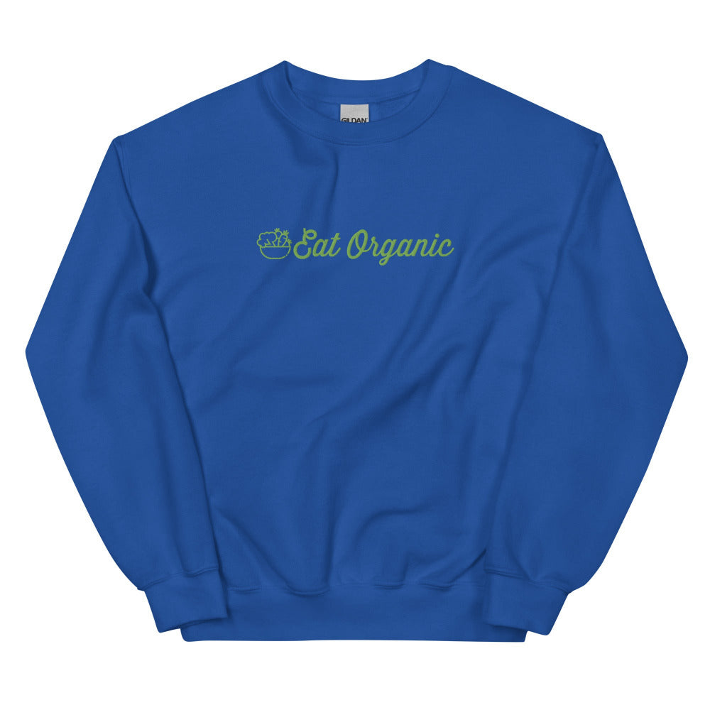 Eat Organic Embroidered Sweatshirt - Royal Color - https://ascensionemporium.net 