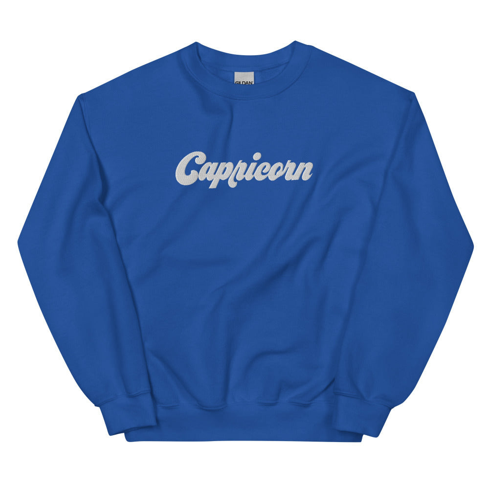 Capricorn Zodiac Embroidered Sweatshirt - Royal Color - https://ascensionemporium.net