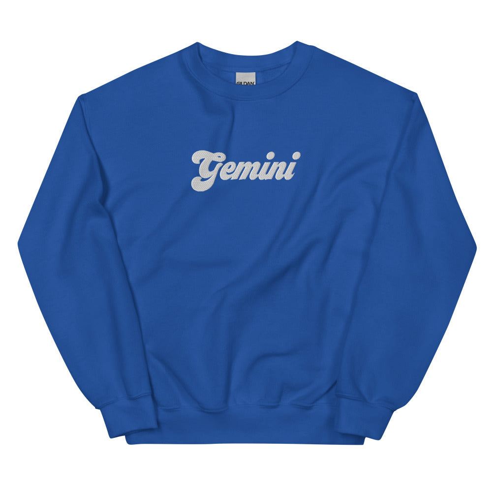 Gemini Zodiac Embroidered Sweatshirt - Royal Color - https://ascensionemporium.net