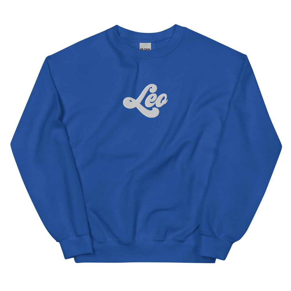 Leo Zodiac Embroidered Sweatshirt - Royal Color - https://ascensionemporium.net