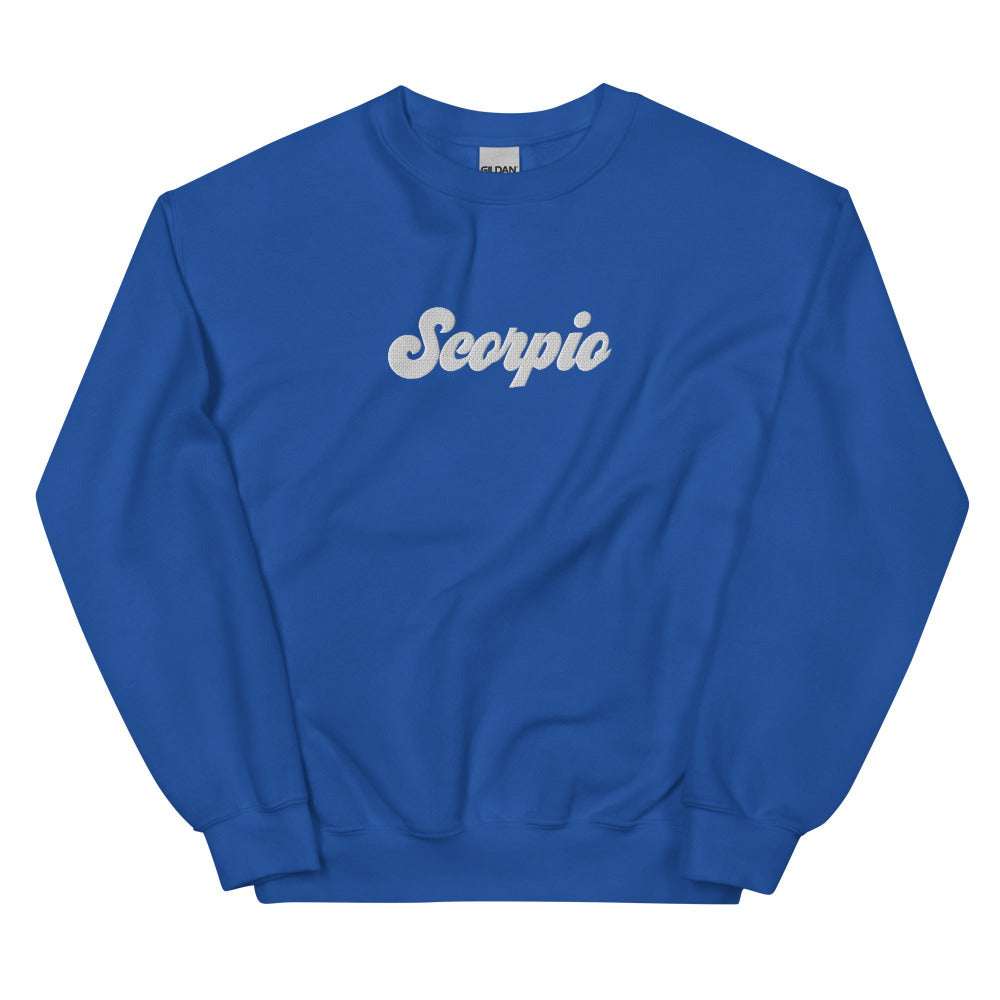 Scorpio Zodiac Embroidered Sweatshirt - Royal Color - https://ascensionemporium.net