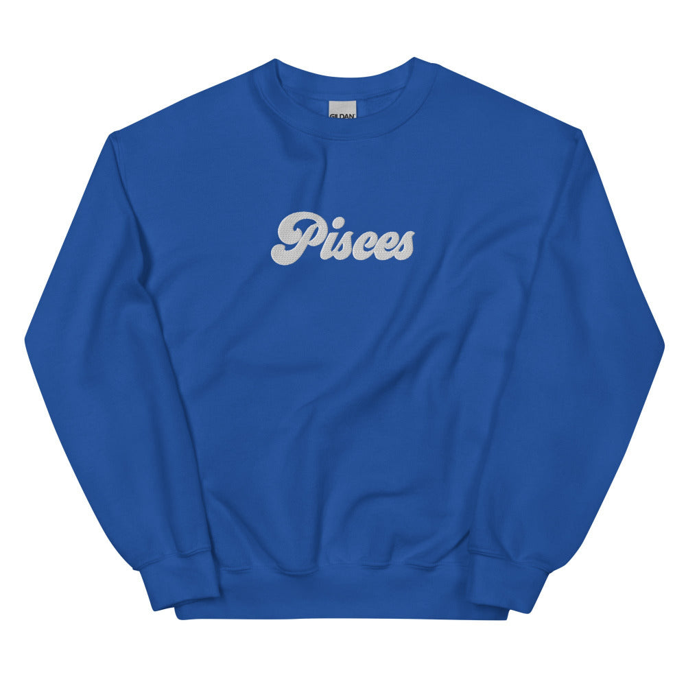 Pisces Zodiac Embroidered Sweatshirt - Royal Color - https://ascensionemporium.net