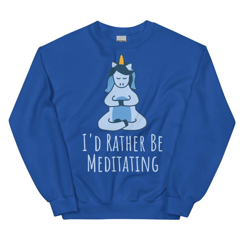 I'd Rather Be Meditating Unicorn Sweatshirt - Royal Color - https://ascensionemporium.net