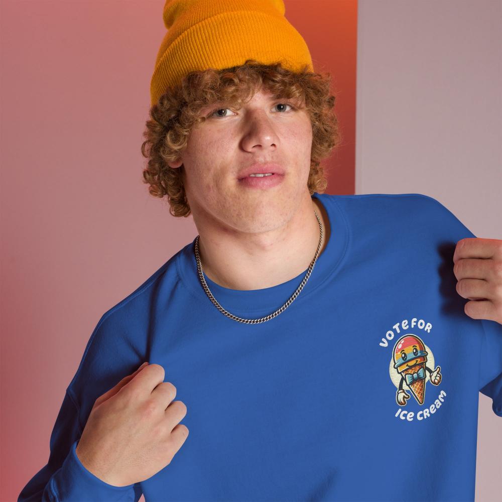 Vote For Ice Cream Embroidered Sweatshirt - Royal Color - https://ascensionemporium.net