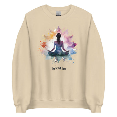 Breathe Lotus Flower Mandala Sweatshirt - Sand Color - https://ascensionemporium.net