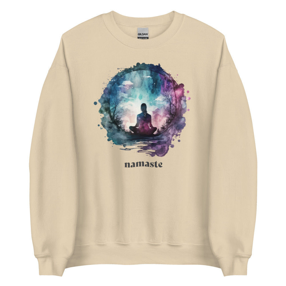 Namaste Yoga Meditation Sweatshirt - Watercolor Sphere - Sand Color