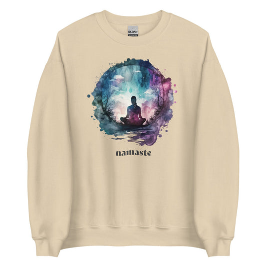 Namaste Yoga Meditation Sweatshirt - Watercolor Sphere - Sand Color