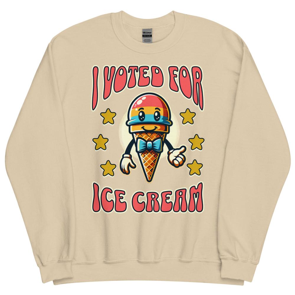 I Voted For Ice Cream Sweatshirt - Sand Color - https://ascensionemporium.net