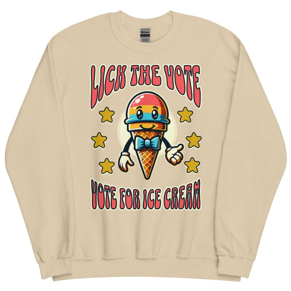 Lick The Vote Ice Cream Sweatshirt - Sand Color - https://ascensionemporium.net