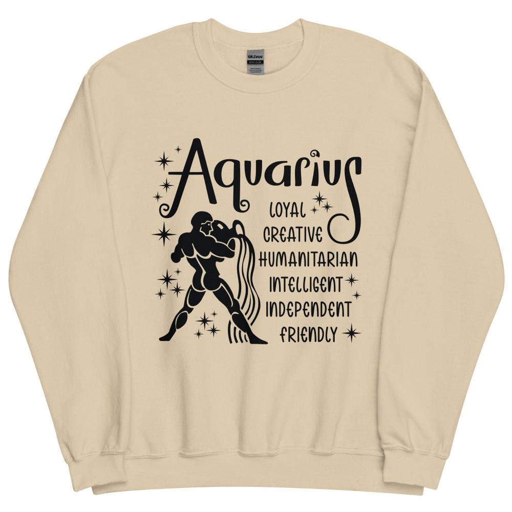 Aquarius Zodiac Positive Traits Sweatshirt - Sand Color - https://ascensionemporium.net