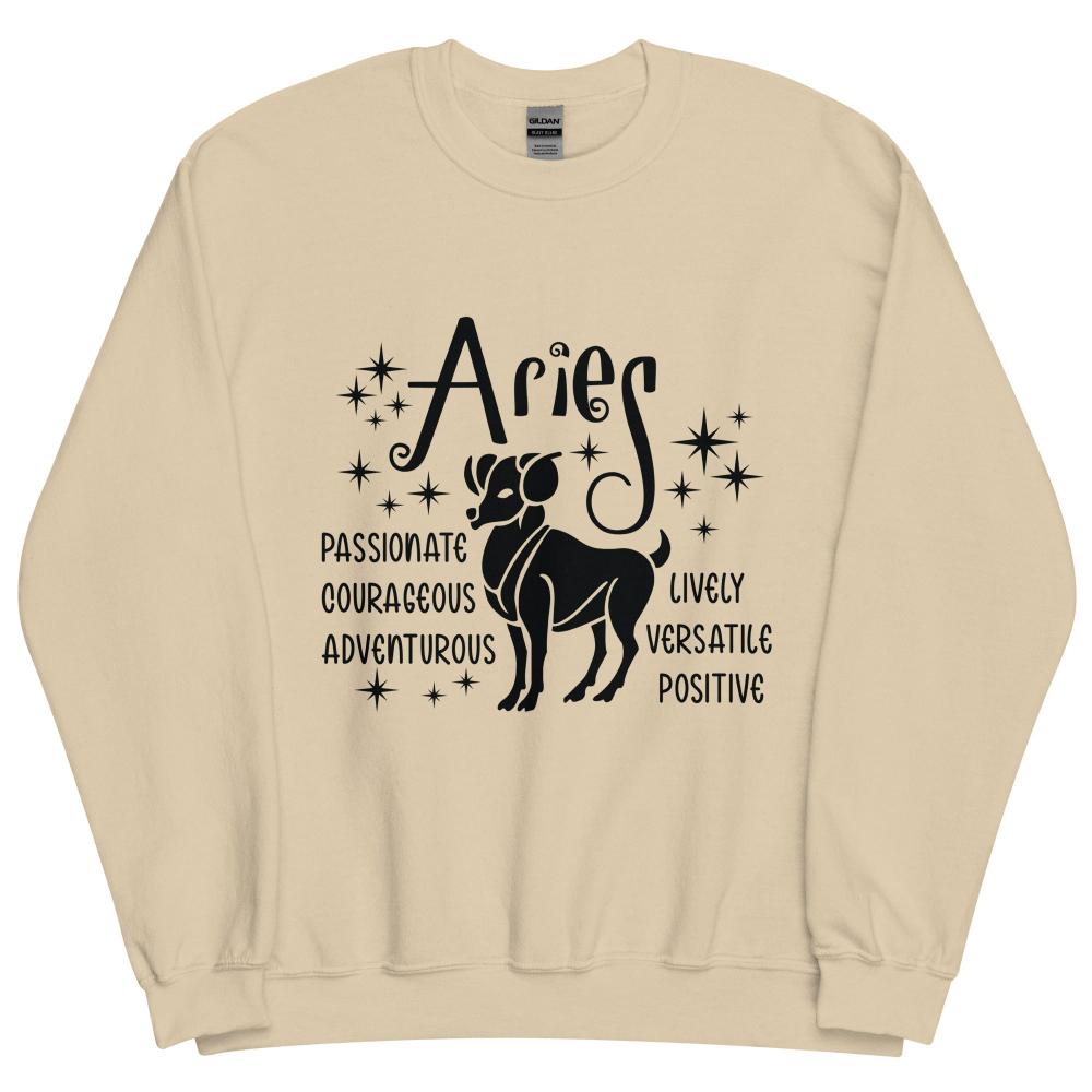 Aries Zodiac Positive Traits Sweatshirt - Sand Color - https://ascensionemporium.net