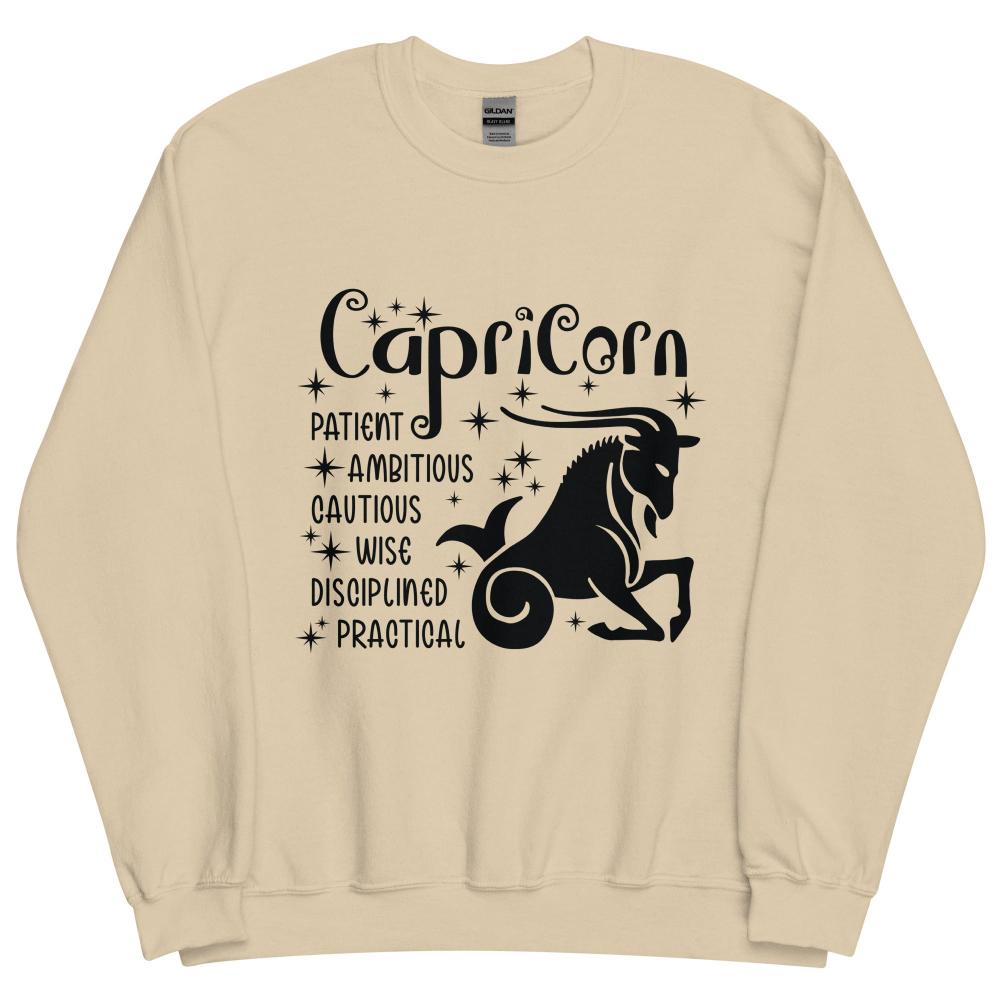 Capricorn Zodiac Positive Traits Sweatshirt - Sand Color - https://ascensionemporium.net