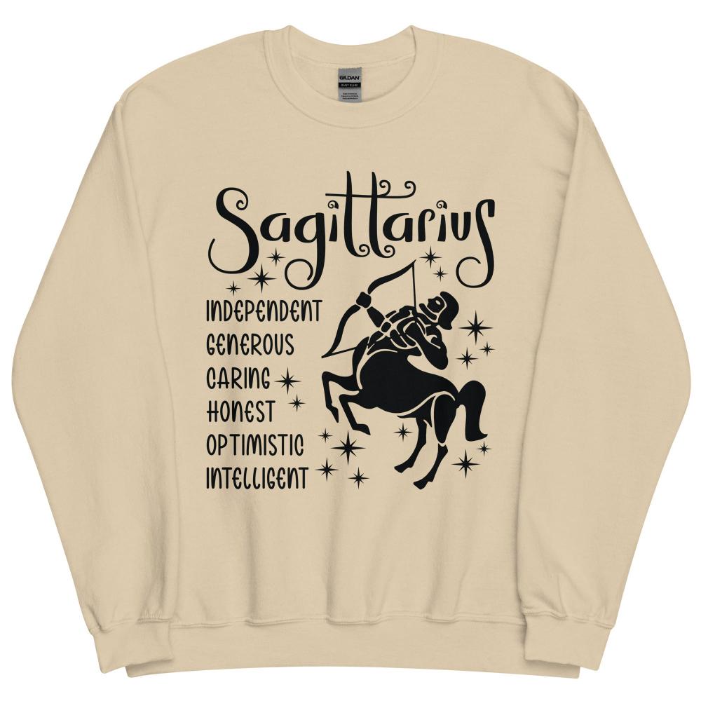 Sagittarius Zodiac Positive Traits Sweatshirt - Sand Color - https://ascensionemporium.net