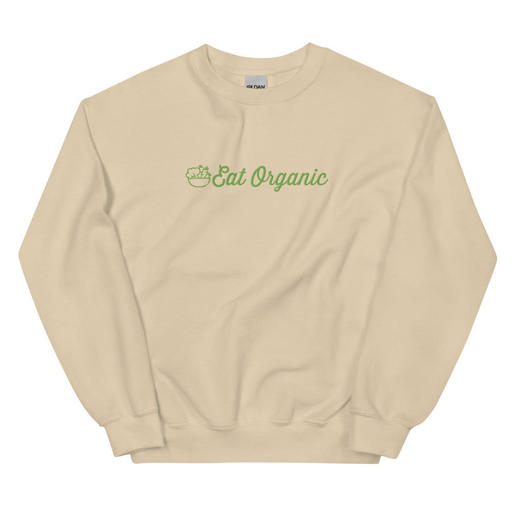 Eat Organic Embroidered Sweatshirt - Sand Color - https://ascensionemporium.net 