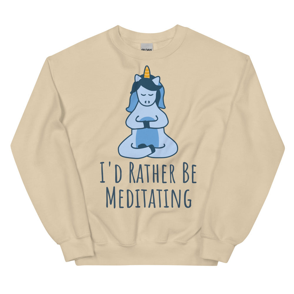 I'd Rather Be Meditating Unicorn Sweatshirt - Sand Color - https://ascensionemporium.net