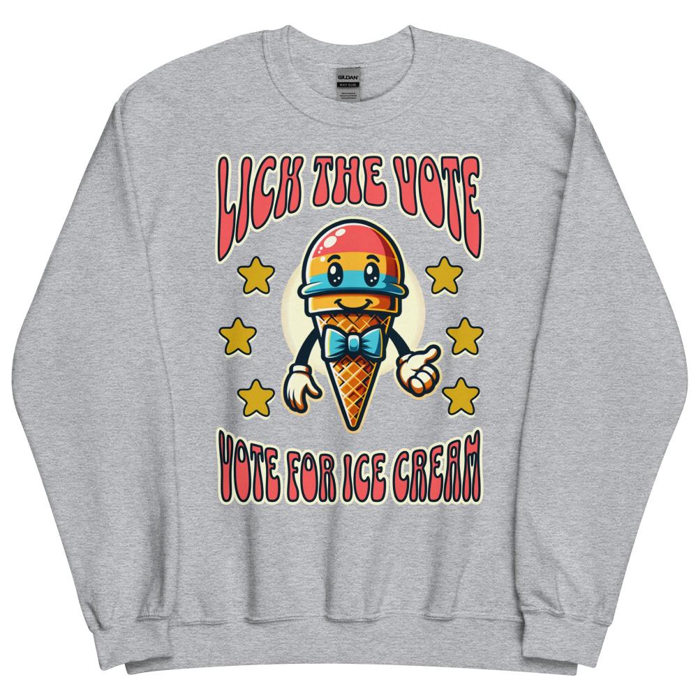 Lick The Vote Ice Cream Sweatshirt - Sport Grey Color - https://ascensionemporium.net