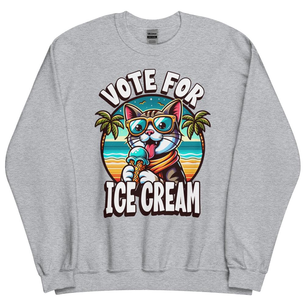 Vote For Ice Cream Cat Sweatshirt - Sport Grey Color - https://ascensionemporium.net