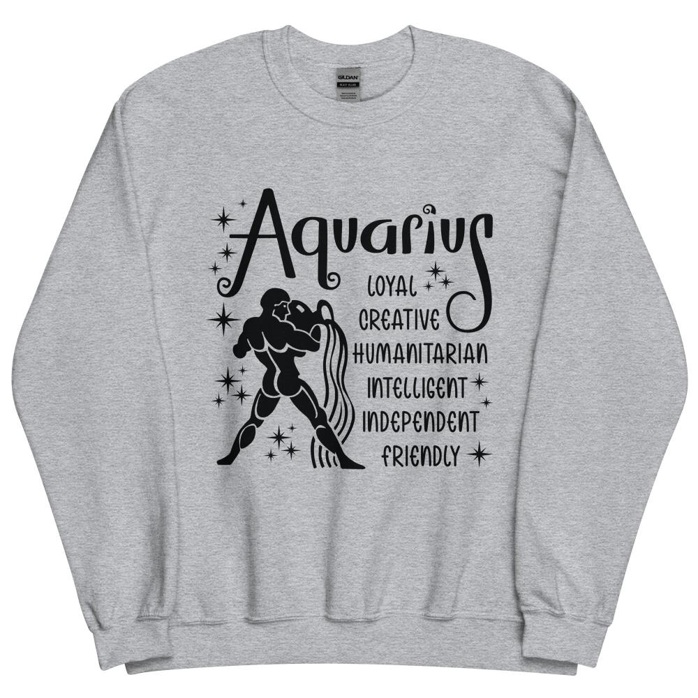 Aquarius Zodiac Positive Traits Sweatshirt - Sport Grey Color - https://ascensionemporium.net