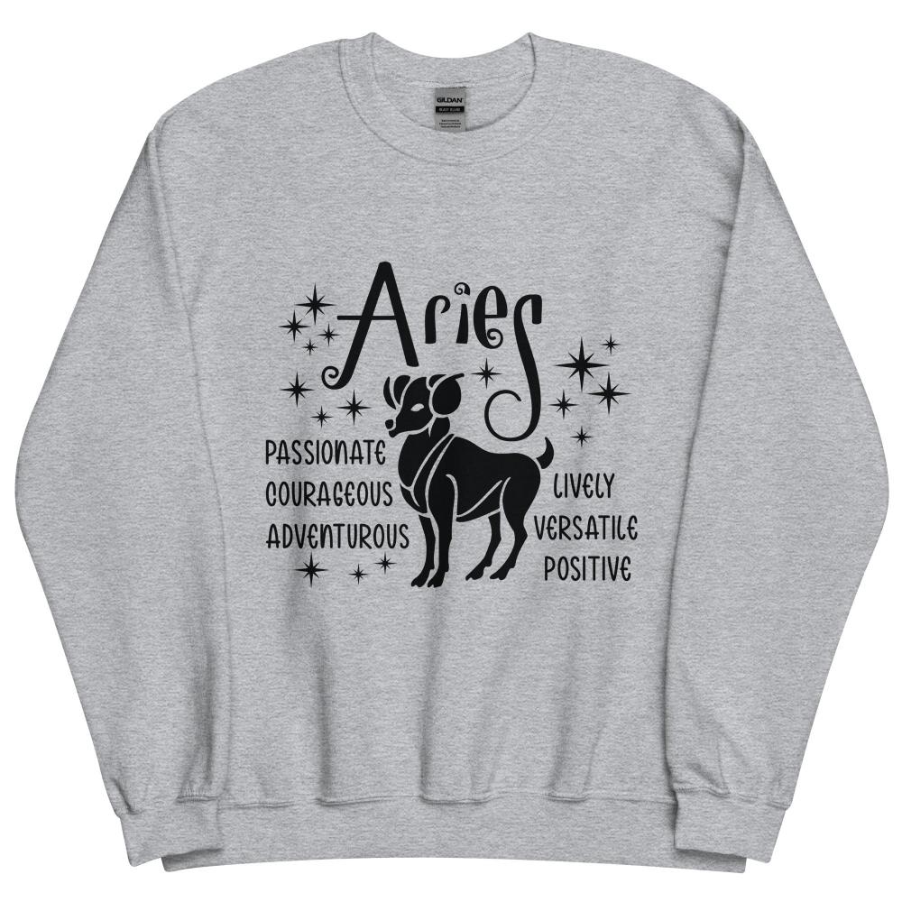 Aries Zodiac Positive Traits Sweatshirt - Sport Grey Color - https://ascensionemporium.net