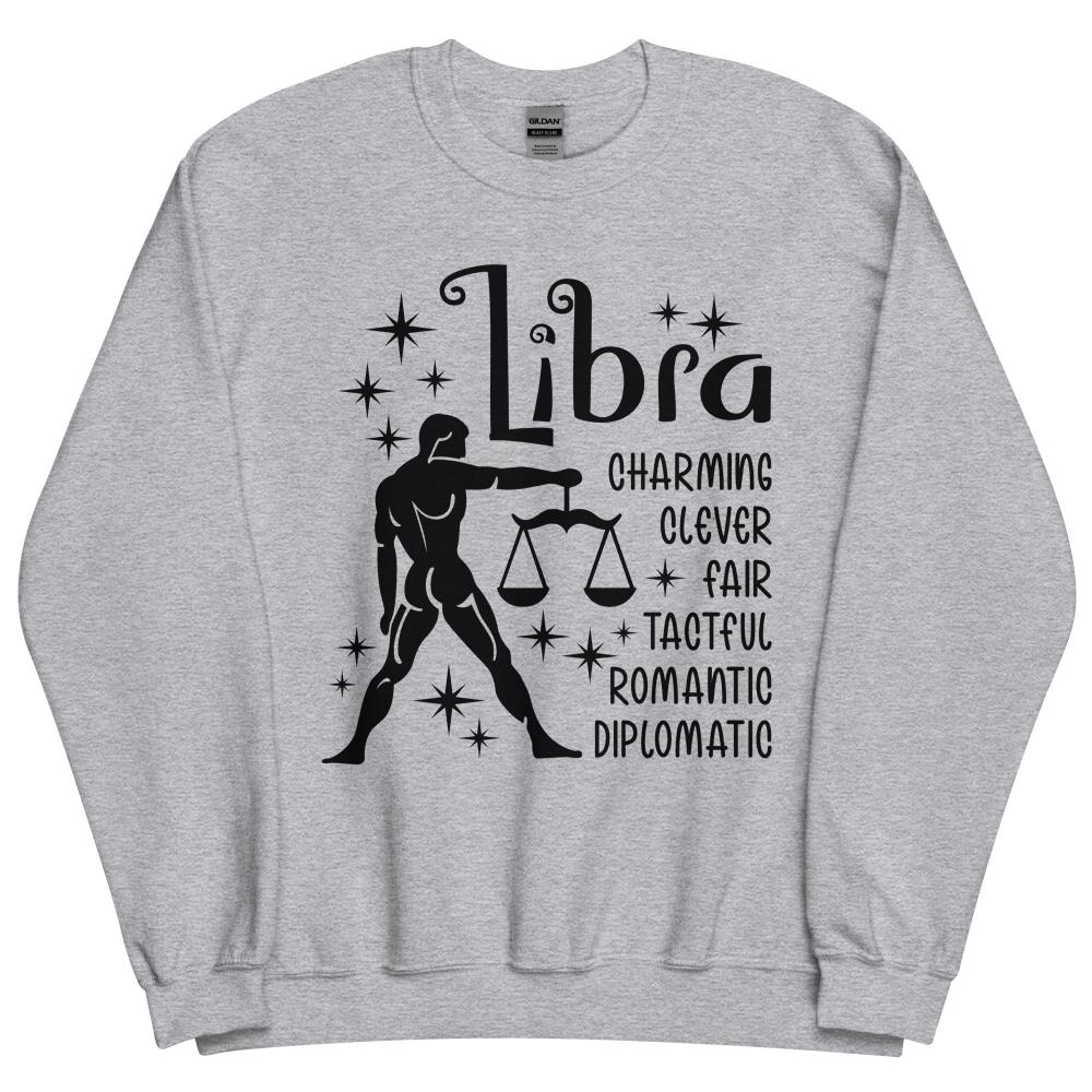 Libra Zodiac Positive Traits Sweatshirt - Sport Grey Color - https://ascensionemporium.net