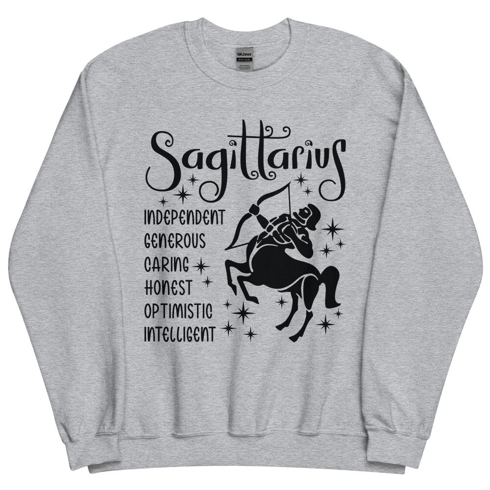 Sagittarius Zodiac Positive Traits Sweatshirt - Sport Grey Color - https://ascensionemporium.net