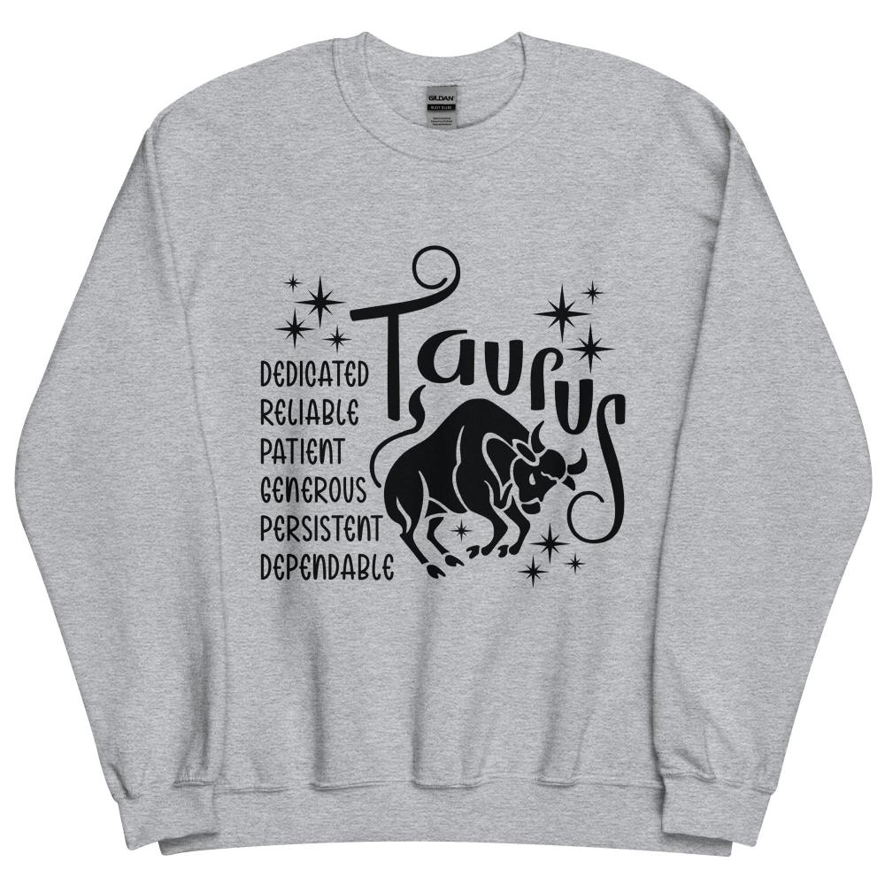 Taurus Zodiac Positive Traits Sweatshirt - Sport Grey Color - https://ascensionemporium.net