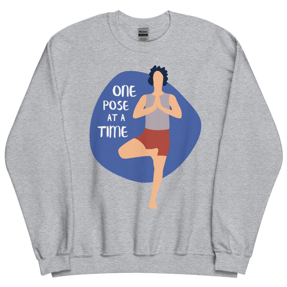 One Pose At A Time Yoga Sweatshirt - Sport Grey Color - https://ascensionemporium.net