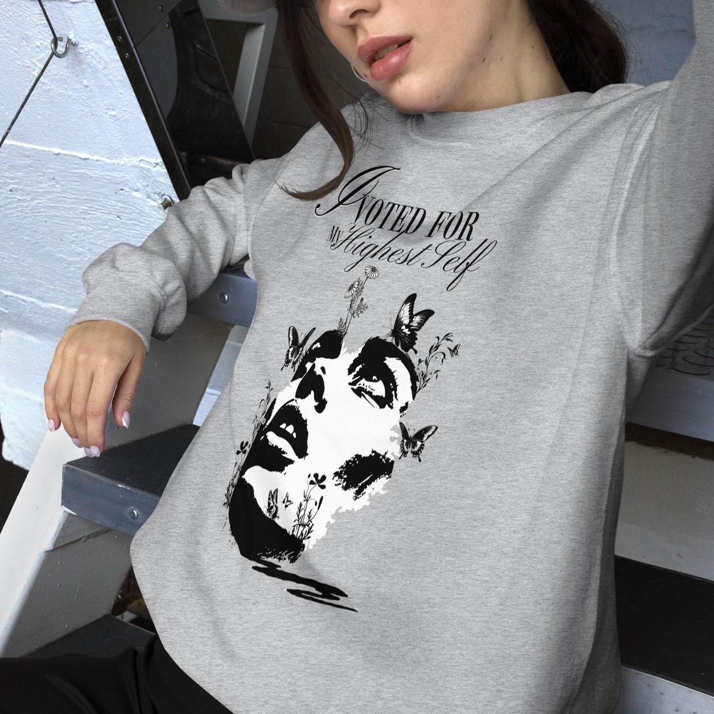 I Voted For My Highest Self Sweatshirt - Sport Grey Color - https://ascensionemporium.net