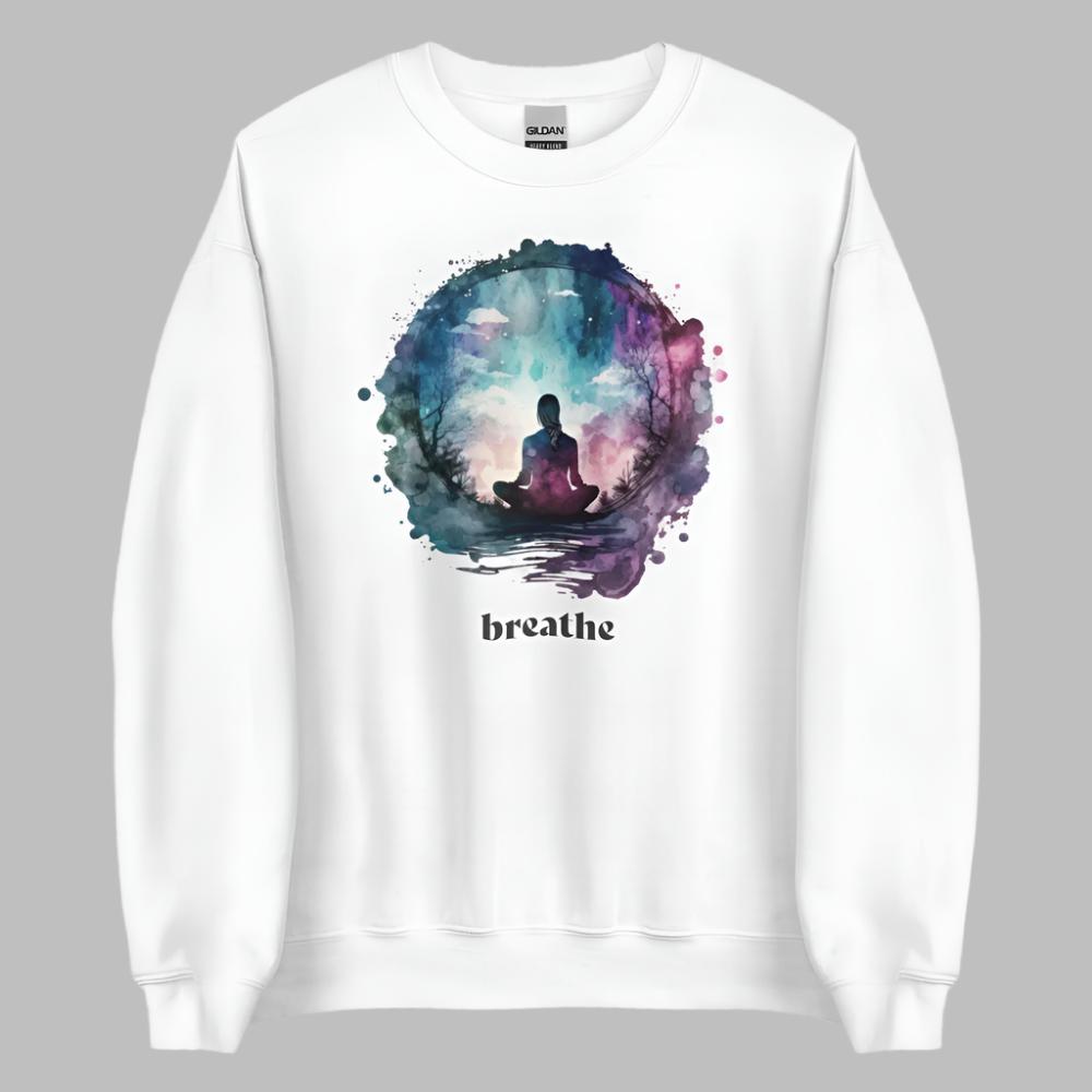 Breathe Watercolor Sphere Sweatshirt - White Color - https://ascensionemporium.net