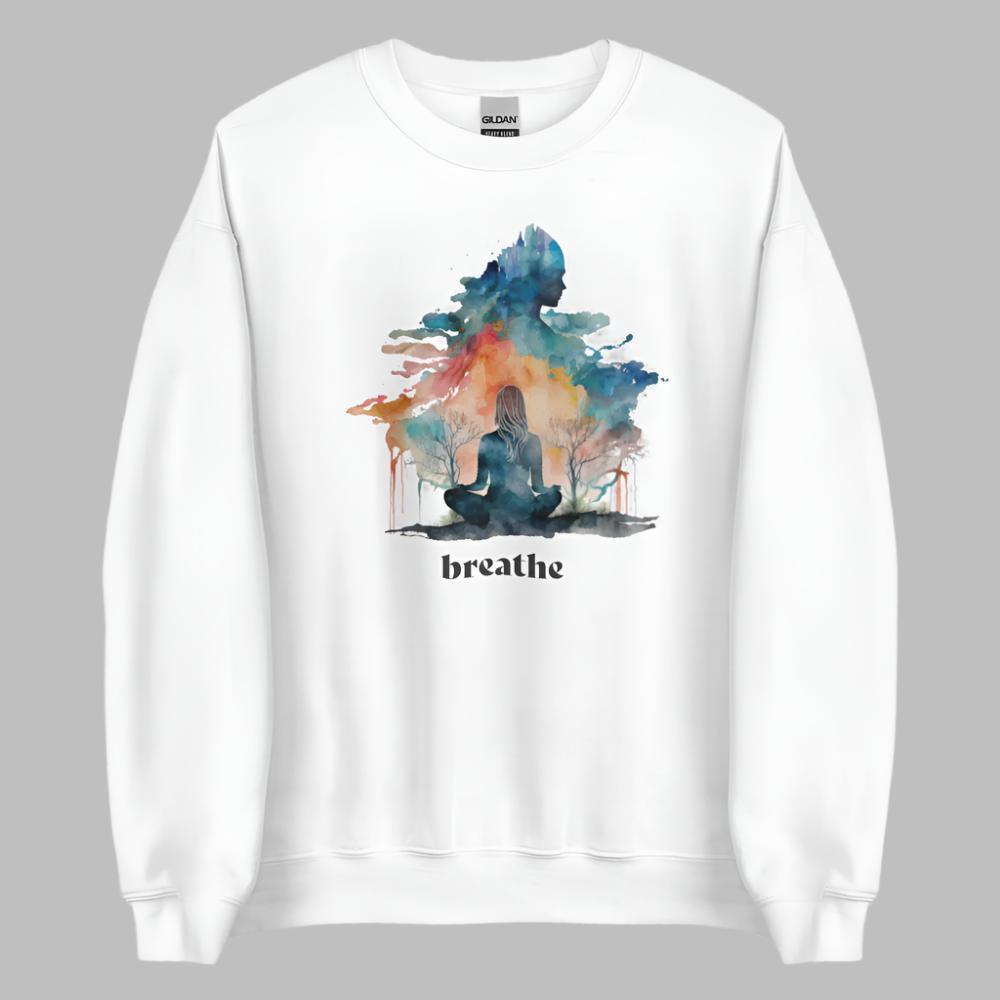 Breathe Watercolor Clouds Sweatshirt - White Color - https://ascensionemporium.net