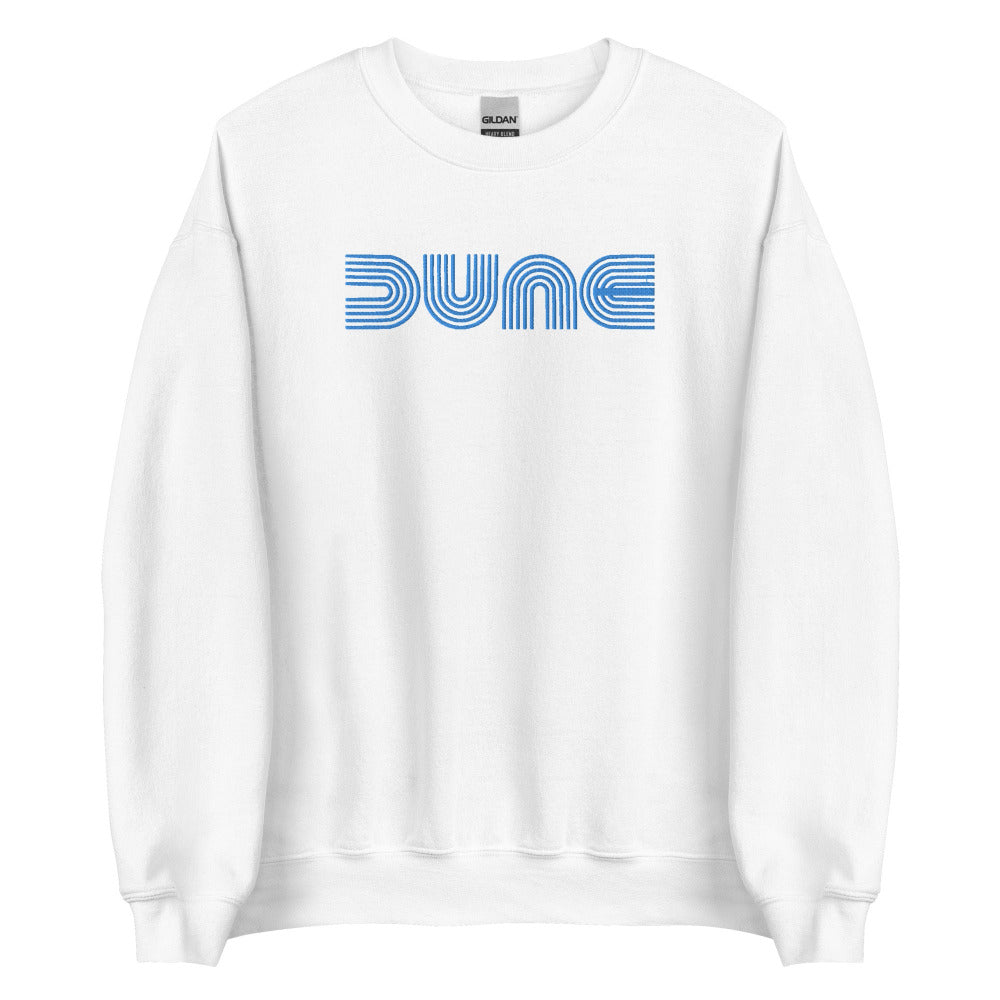 Dune Embroidered Sweatshirt - White Color - Blue Embroidery