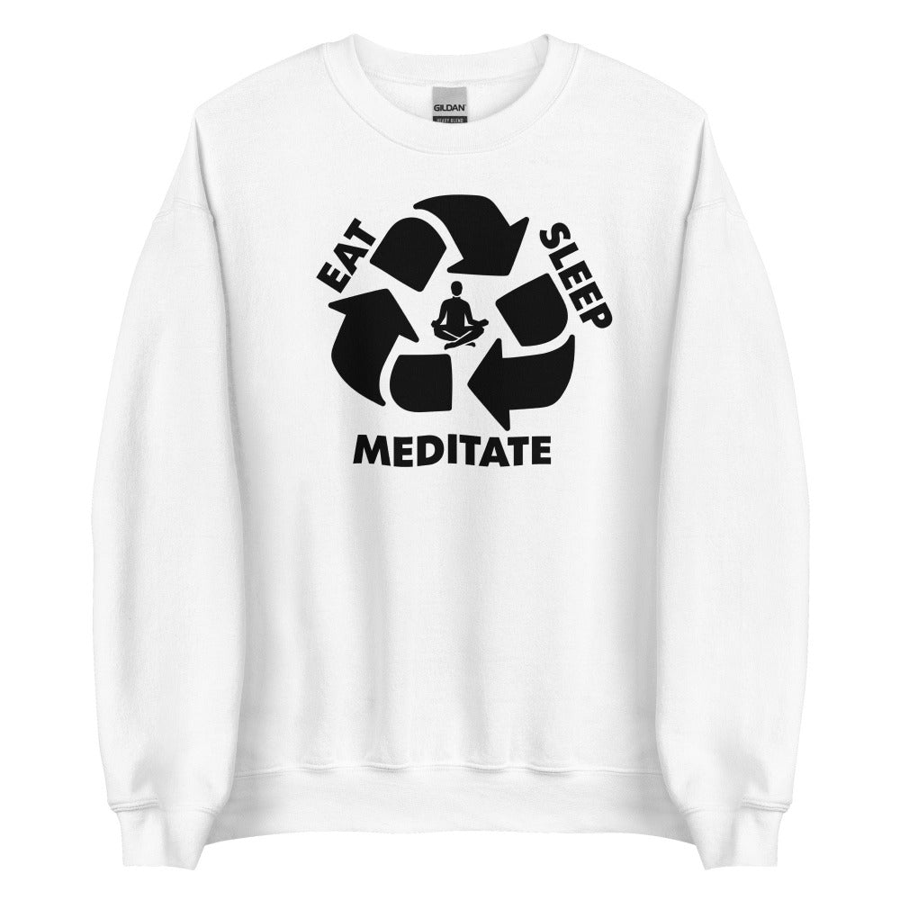 Eat Sleep Meditate Sweatshirt - White Color