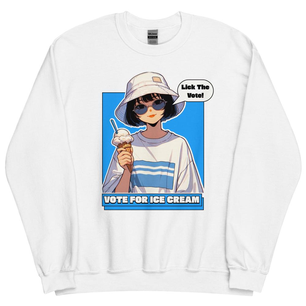 Lick The Vote Anime Ice Cream Girl Sweatshirt - White Color - https://ascensionemporium.net