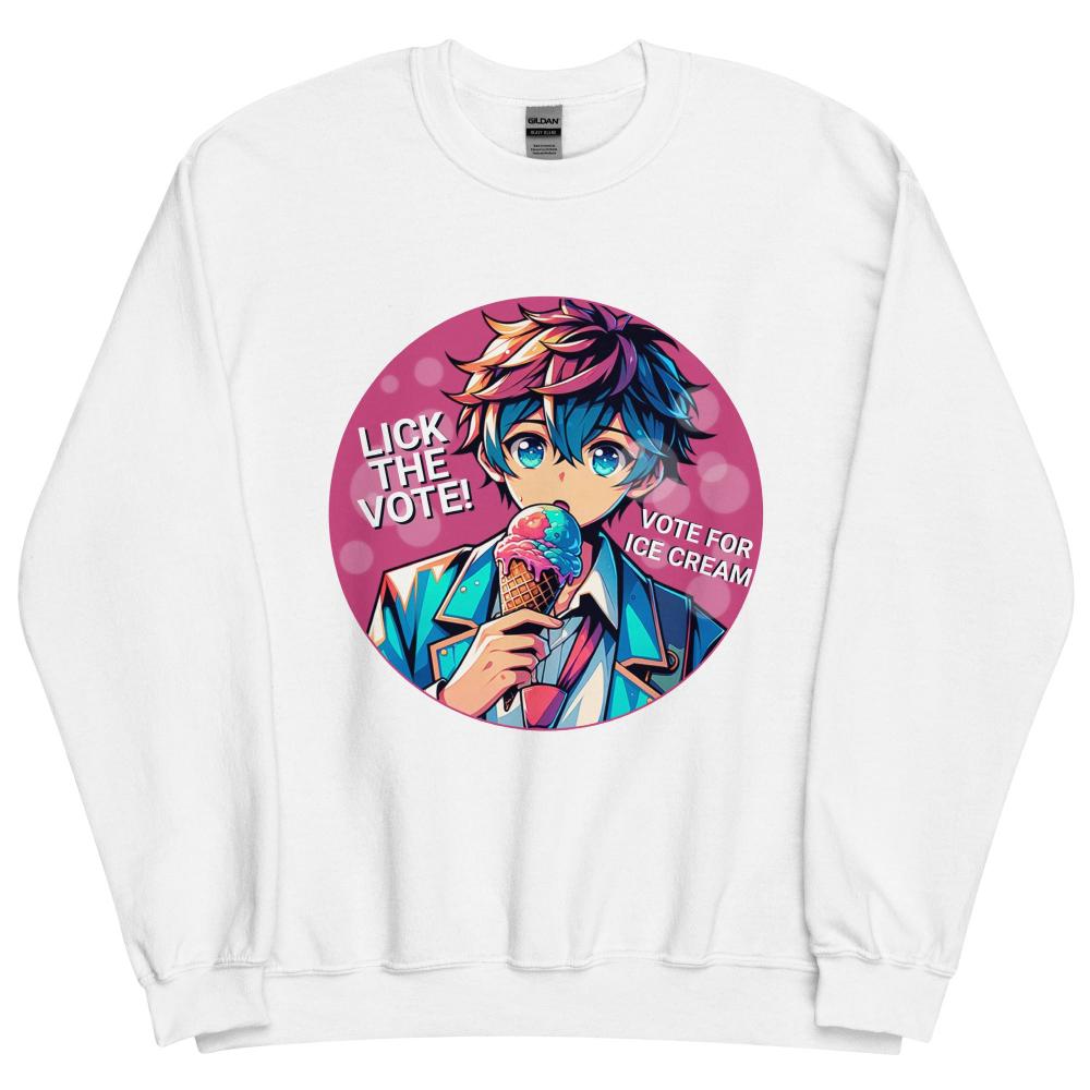 Lick The Vote Anime Ice Cream Boy Sweatshirt - White Color - https://ascensionemporium.net