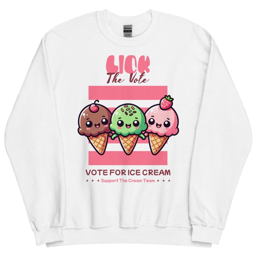 Lick The Vote Kawaii Ice Cream Sweatshirt - White Color - https://ascensionemporium.net