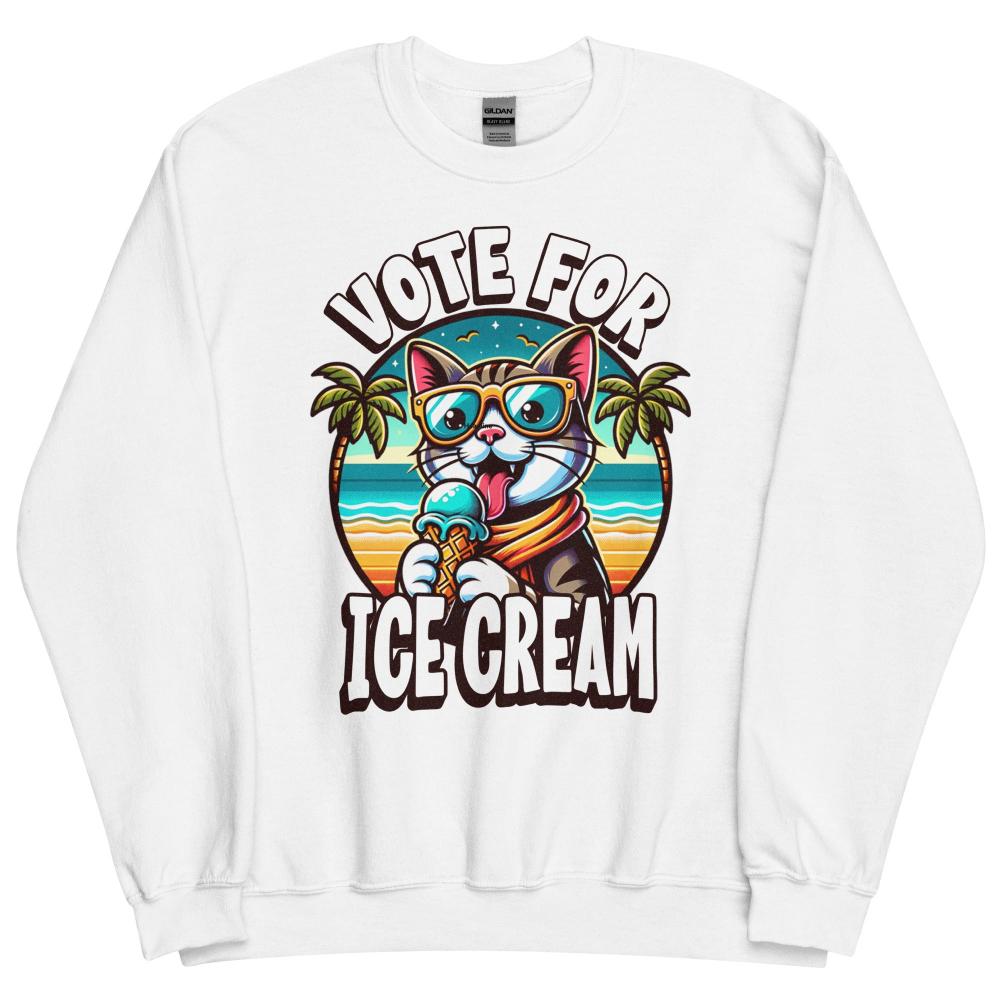 Vote For Ice Cream Cat Sweatshirt - White Color - https://ascensionemporium.net