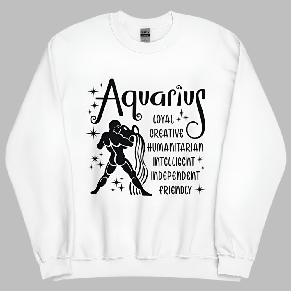 Aquarius Zodiac Positive Traits Sweatshirt - White Color - https://ascensionemporium.net