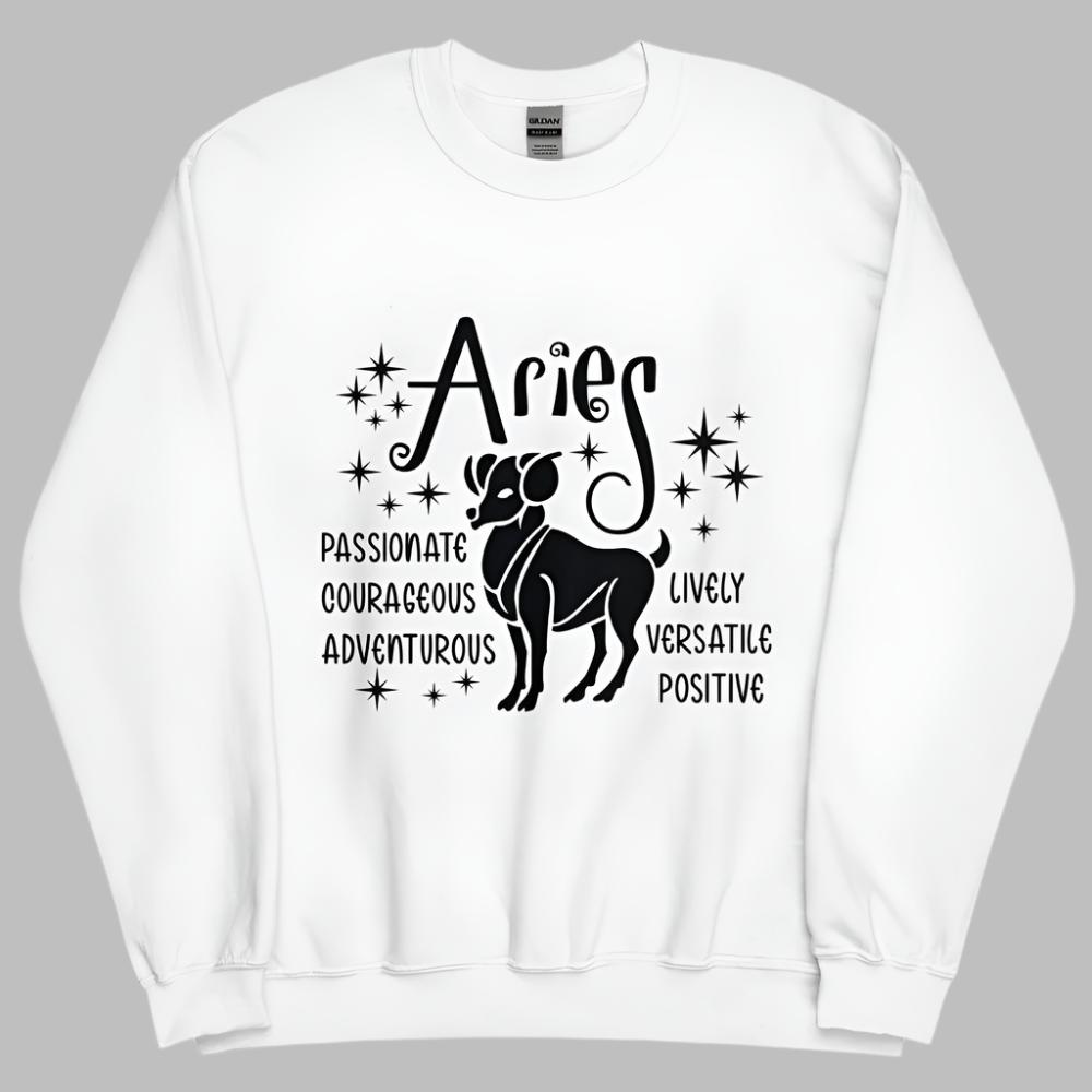 Aries Zodiac Positive Traits Sweatshirt - White Color - https://ascensionemporium.net