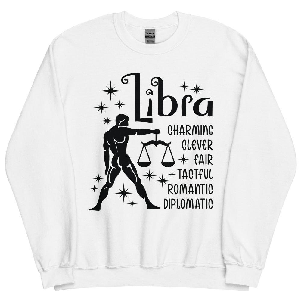 Libra Zodiac Positive Traits Sweatshirt - White Color - https://ascensionemporium.net