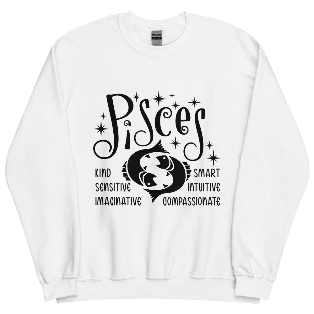Pisces Zodiac Positive Traits Sweatshirt - White Color - https://ascensionemporium.net