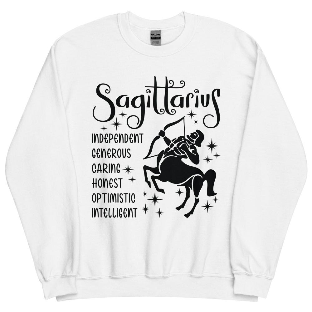 Sagittarius Zodiac Positive Traits Sweatshirt - White Color - https://ascensionemporium.net