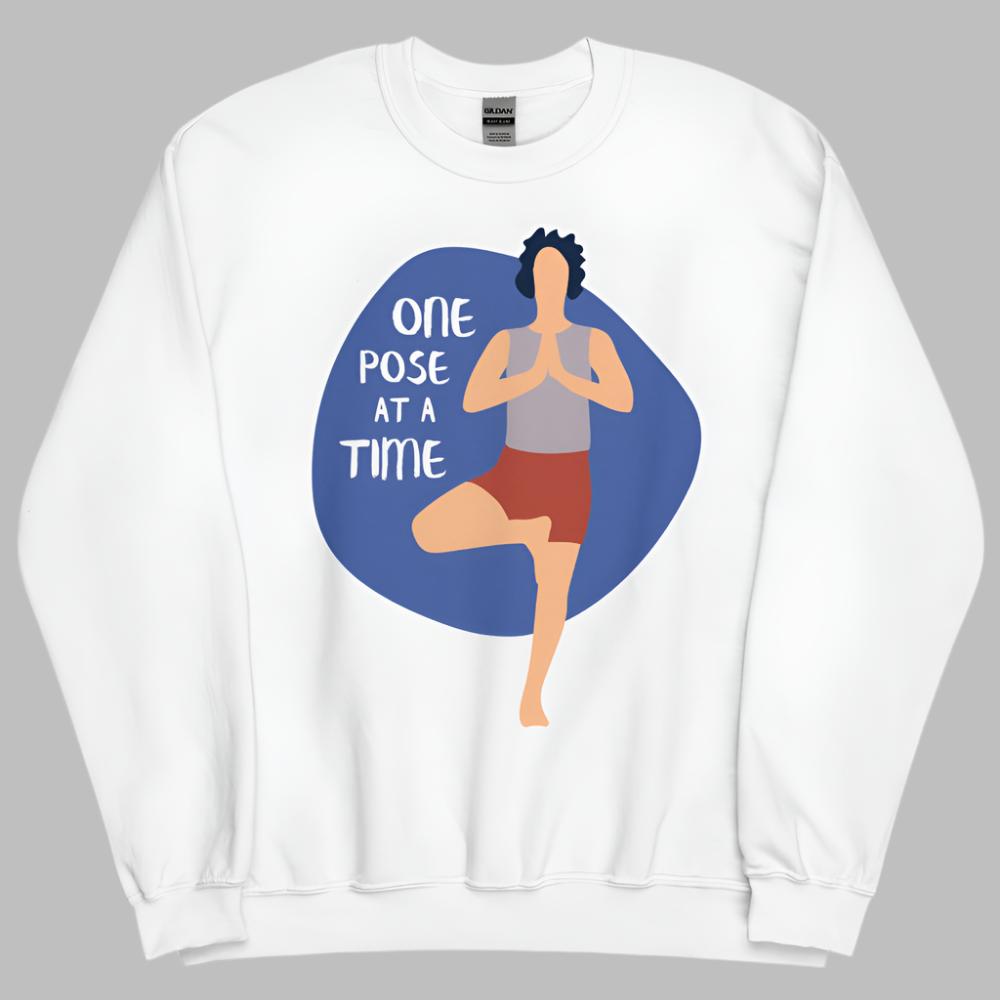 One Pose At A Time Yoga Sweatshirt - White Color - https://ascensionemporium.net