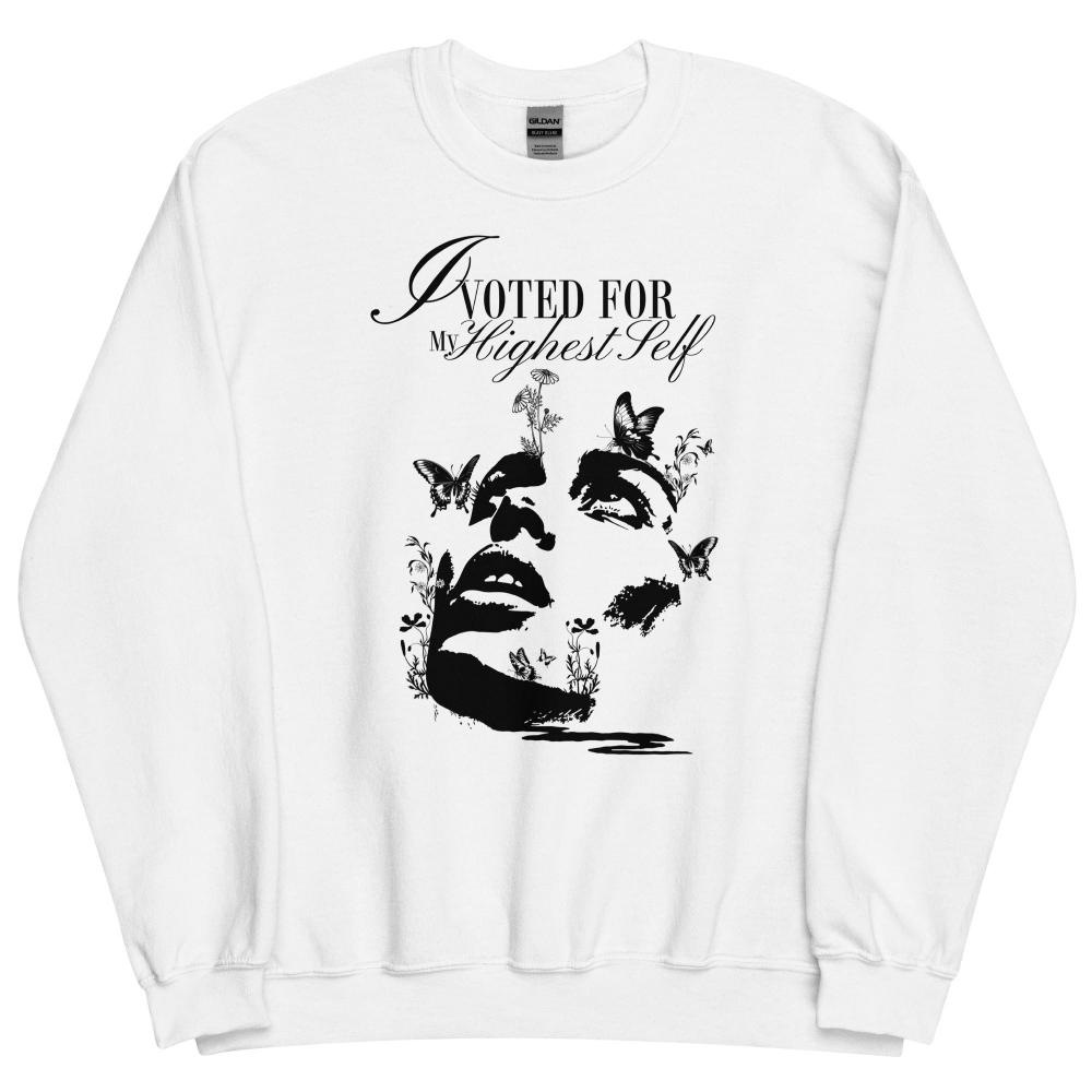 I Voted For My Highest Self Sweatshirt - White Color - https://ascensionemporium.net