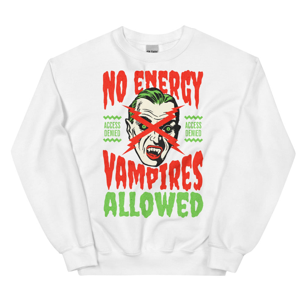 No Energy Vampire Allowed Sweatshirt - White Color - https://ascensionemporium.net