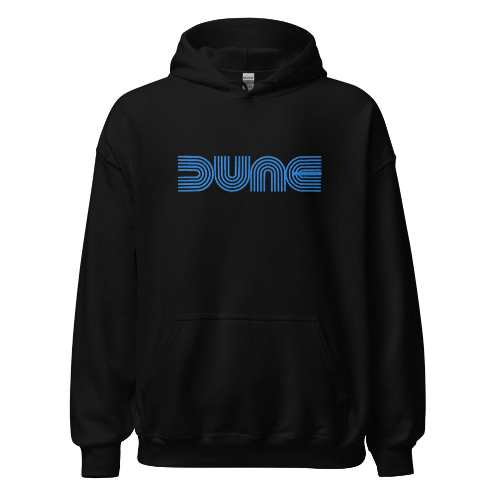 Dune Hoodie - Black Color - Blue Embroidery - https://ascensionemporium.net