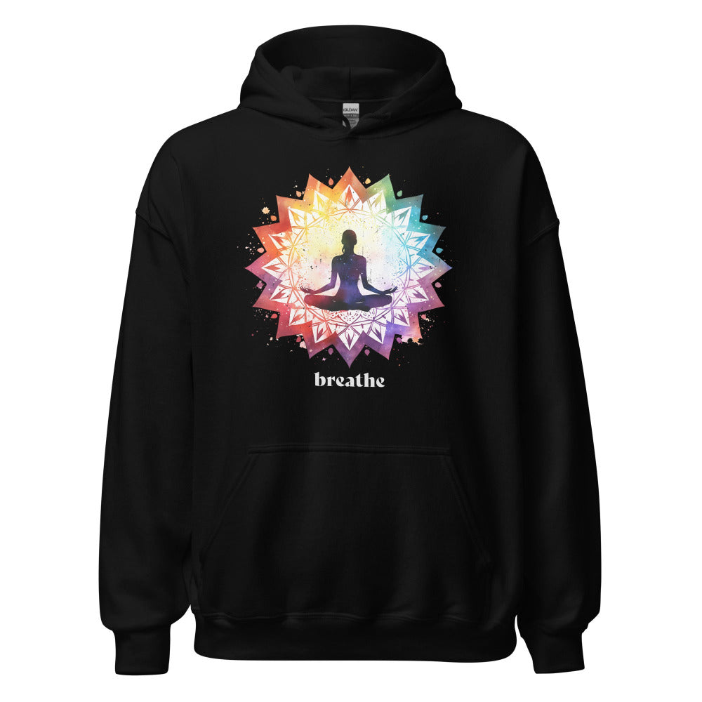 Breathe Lotus Chakra Mandala Hoodie - Black Color - https://ascensionemporium.net